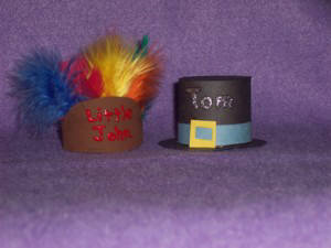 Easy kids craft - Pilgrim Hat Place  card and Indian Headdress Place card.